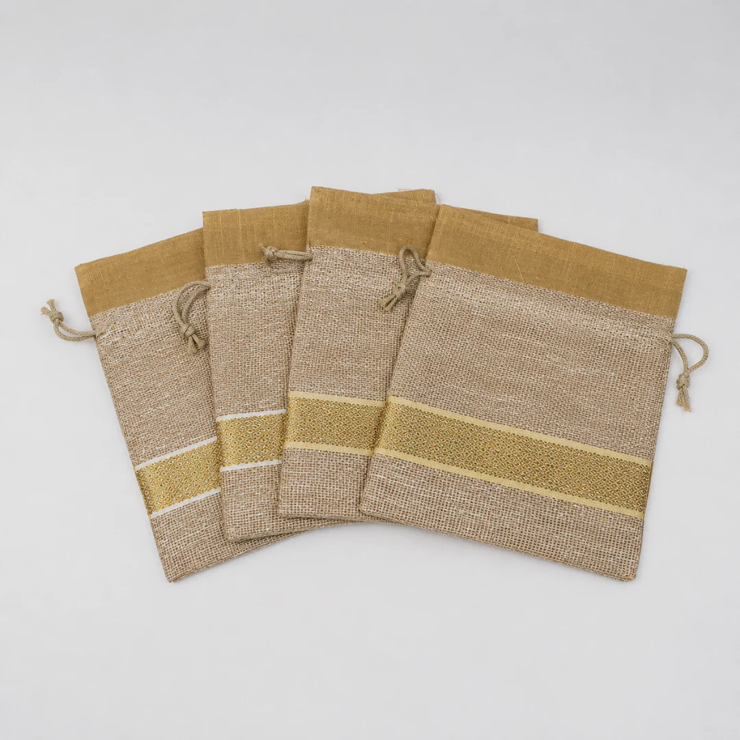14x22 cm| Elegant Jute Cream Drawstring Gift Bag | Drawstring Bags | Pack of 10 - Image 5