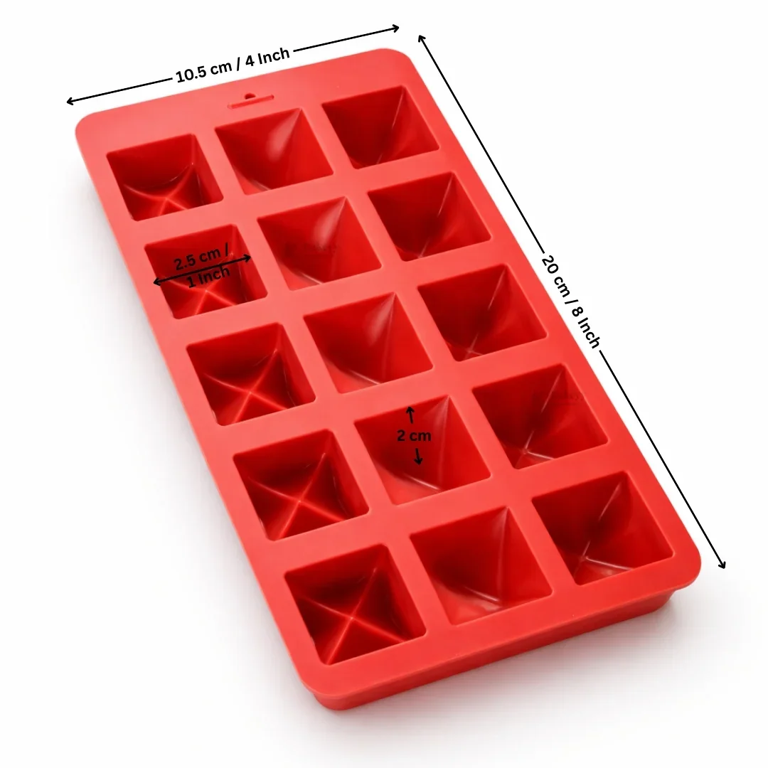 15 Cavity | 3 Design Faceted Pyramid Diamond Silicone Chocolate Mould | Pack of 1 - Image 2