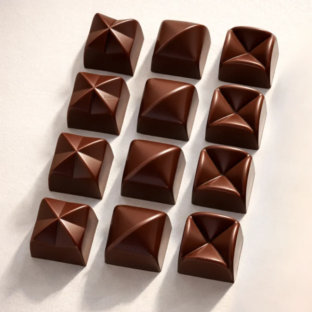 15 Cavity | 3 Design Faceted Pyramid Diamond Silicone Chocolate Mould | Pack of 1 - Image 3