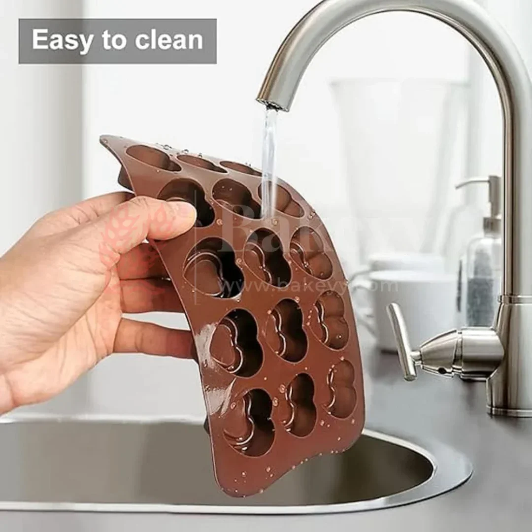 15-Cavity | 3D Heart Shaped Silicone Chocolate Mould | Non-Stick Baking & Candy Making Tray | 1 Piece - Image 5