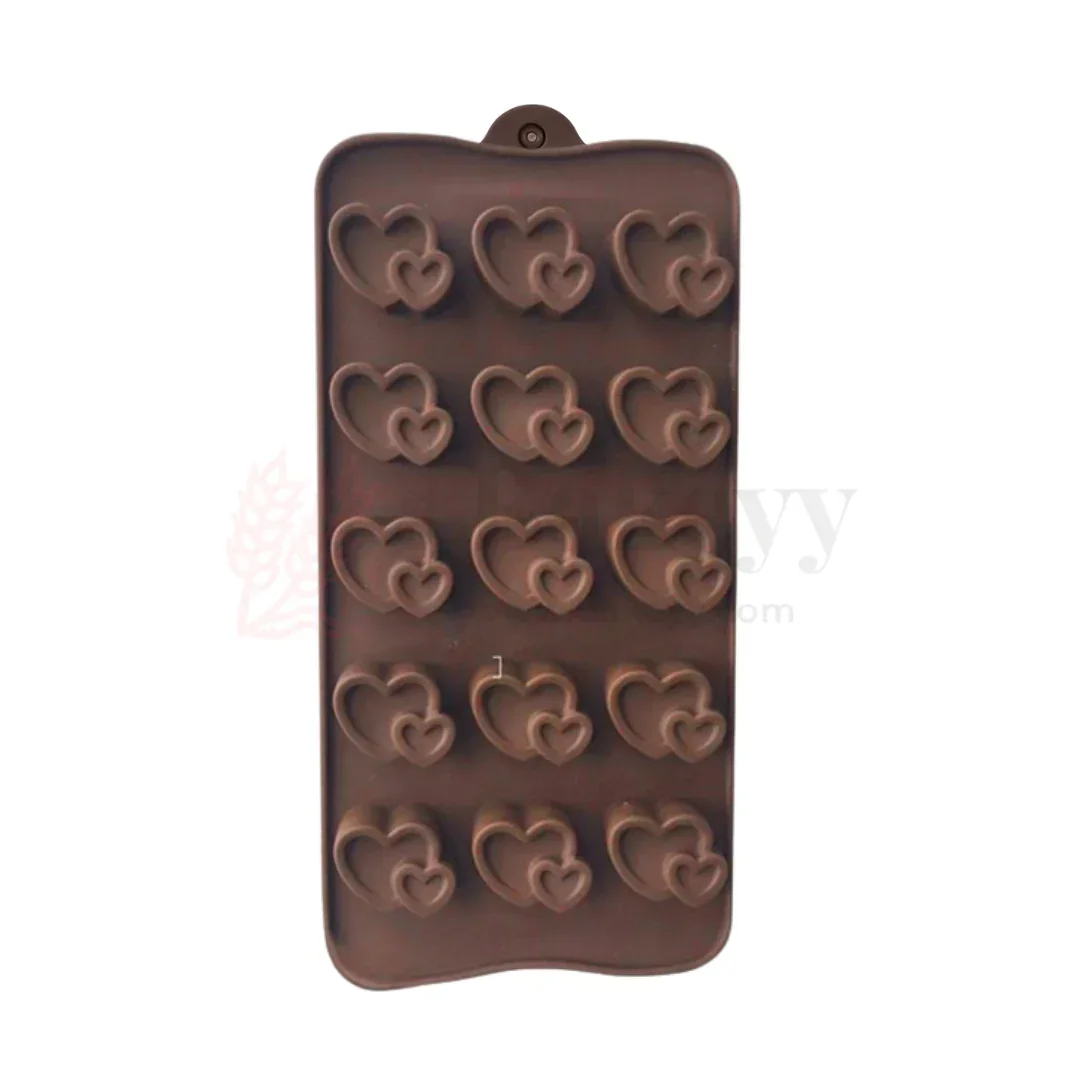 15-Cavity | Double Heart Shaped Silicone Chocolate Mould | Non-Stick Baking & Candy Making Tray | 1 Piece - Image 3
