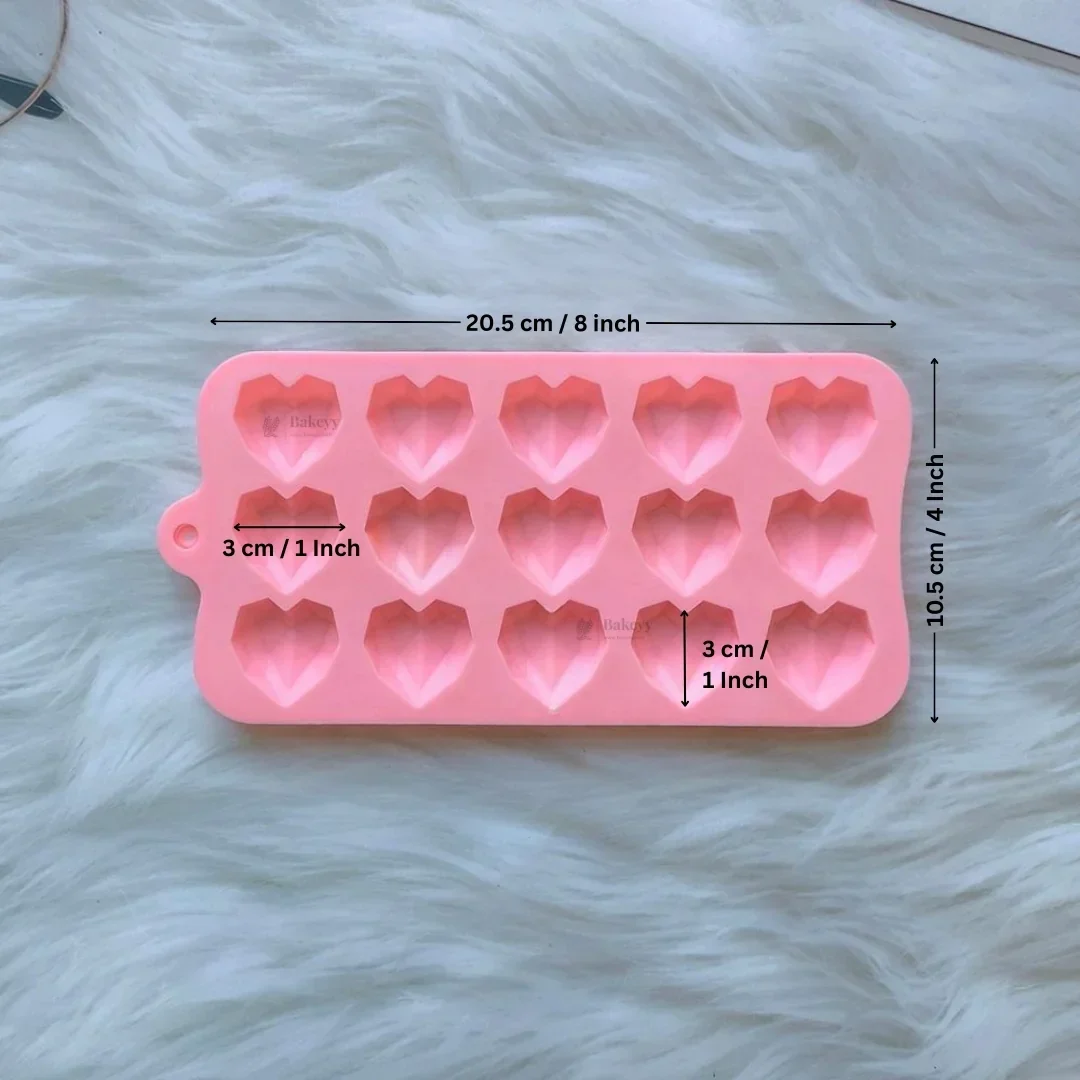 15 Cavity | Geometry Heart Design Silicone Chocolate Mould | Pack of 1 - Image 2