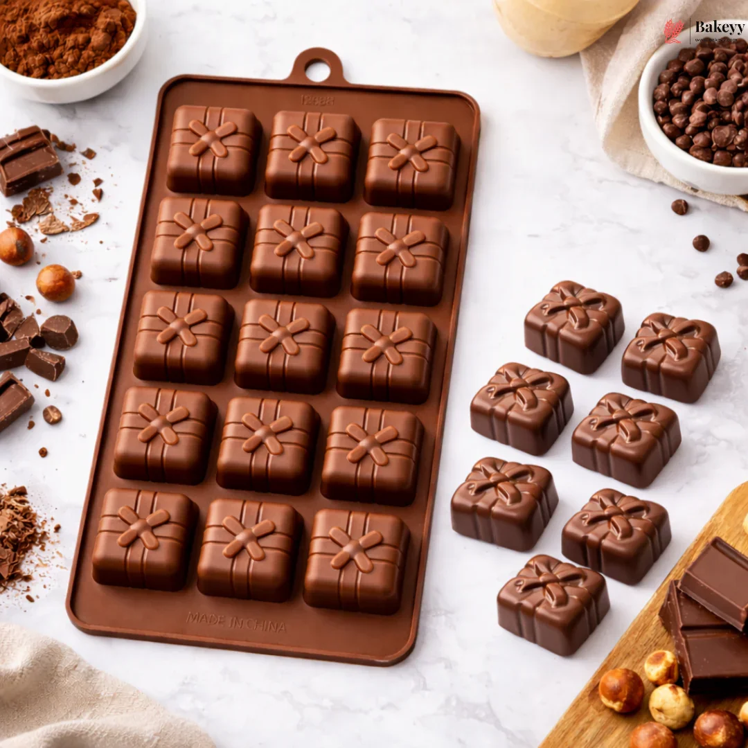 15 Cavity | Gift Box Shaped Silicon Chocolate Mould | Pack of 1 - Image 3