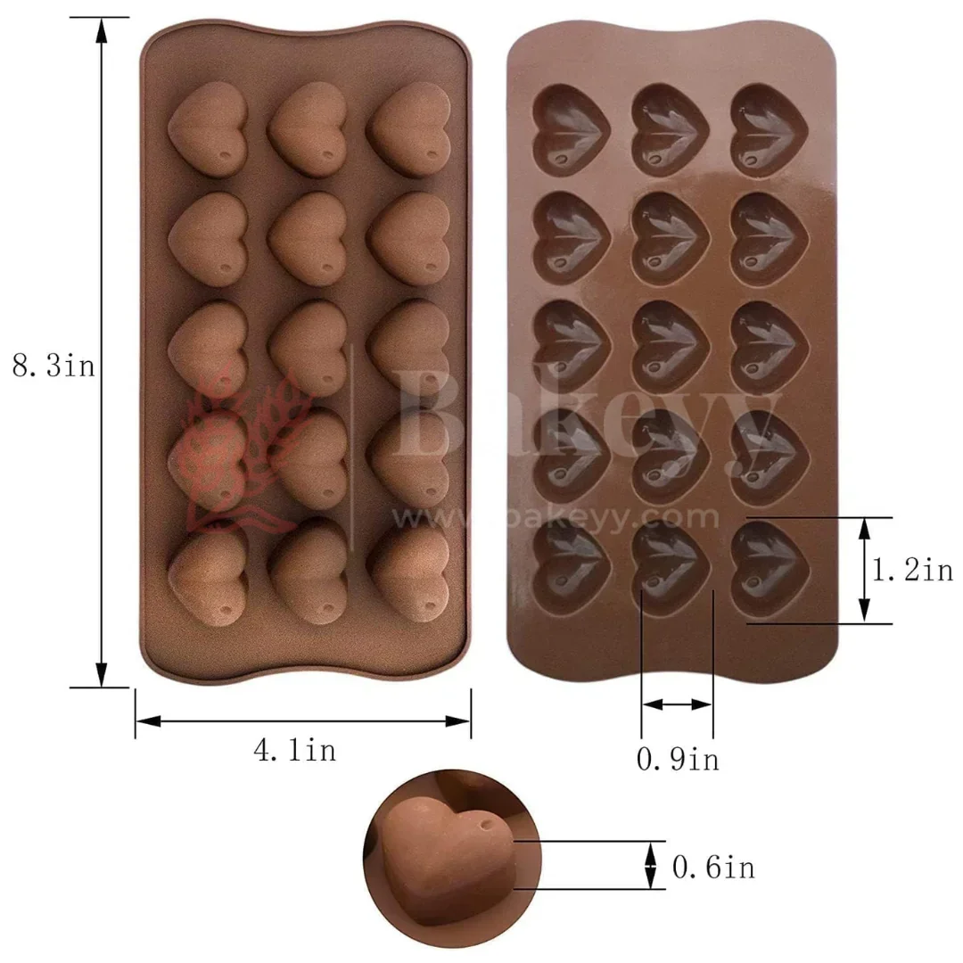 15-Cavity | Heart Drop Shape Silicone Chocolate Mold | Non-Stick Baking & Candy Making Tray | 1 Piece - Image 2