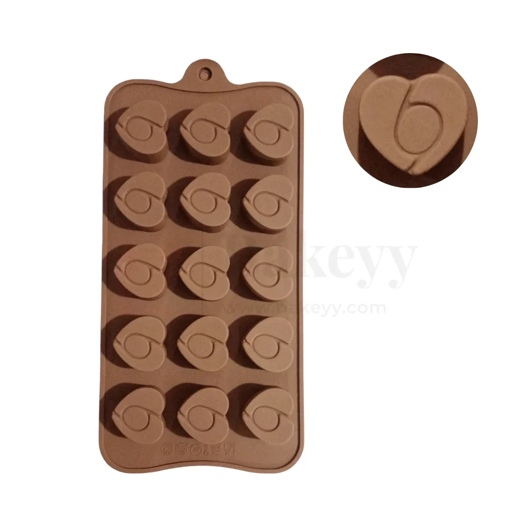 15-Cavity | Heart Swirl Silicone Chocolate Mould | Non-Stick Baking & Candy Making Tray | 1 Piece - Image 3