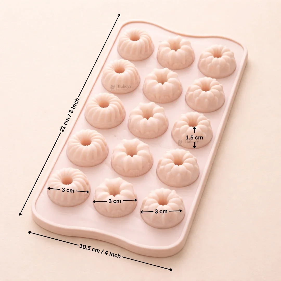 15 Cavity | Mini Bundt Ring Silicone Chocolate Mould | Pack of 1 - Image 2