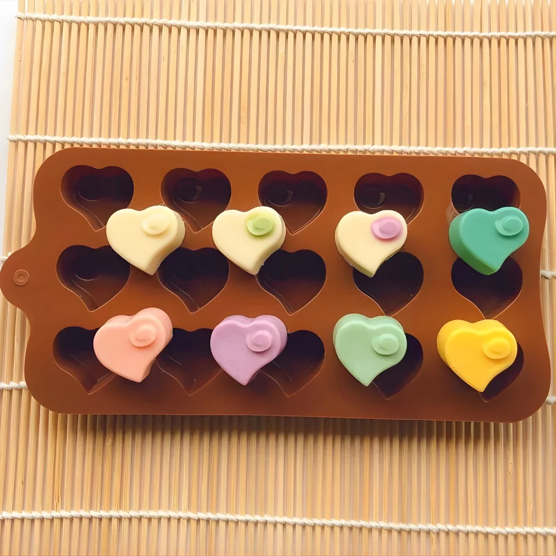 15 Cavity | Mini Heart Shape Silicone Chocolate | Pack of 1 - Image 3