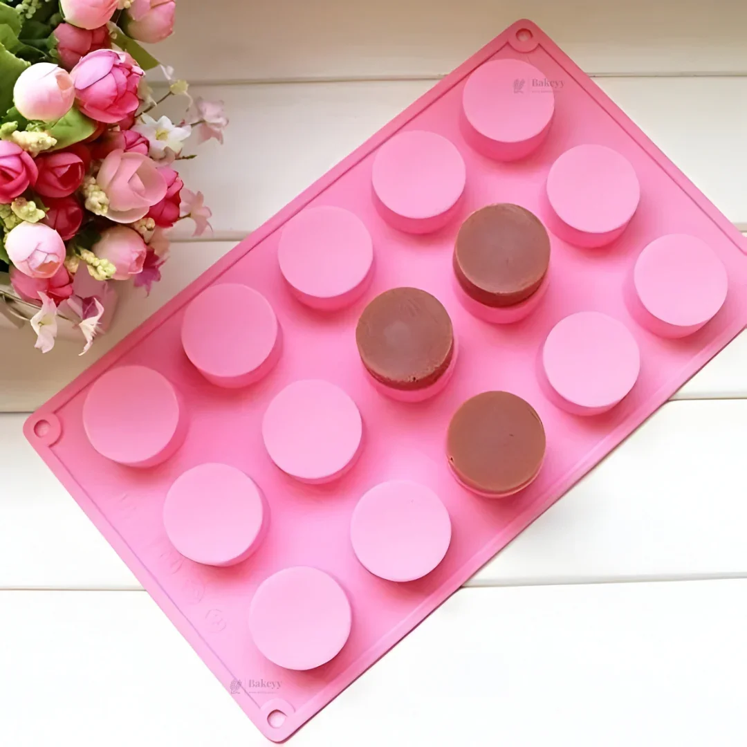 15 Cavity Round Disc Silicone Mould | Mini Dessert & Chocolate Mold | Pack of 1