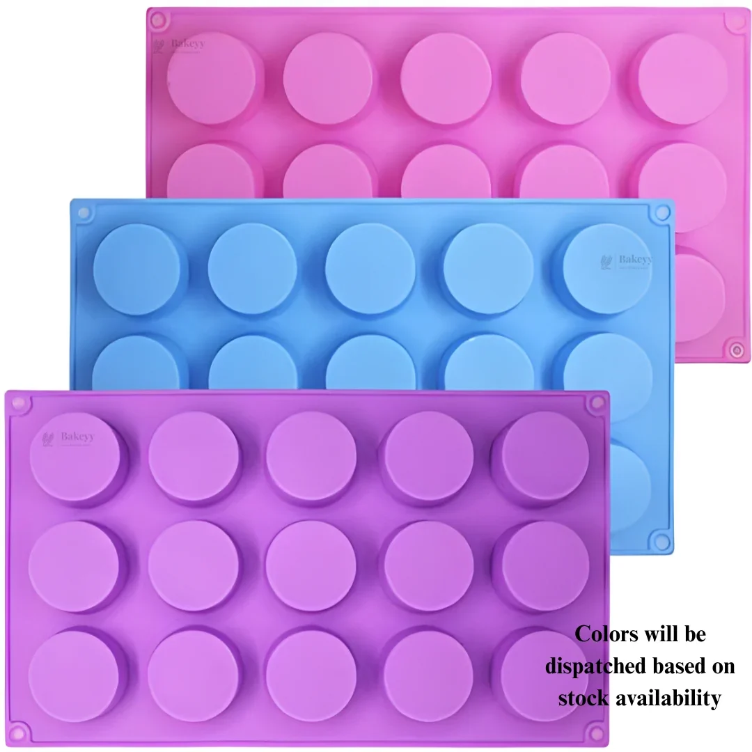 15 Cavity Round Disc Silicone Mould | Mini Dessert & Chocolate Mold | Pack of 1 - Image 3