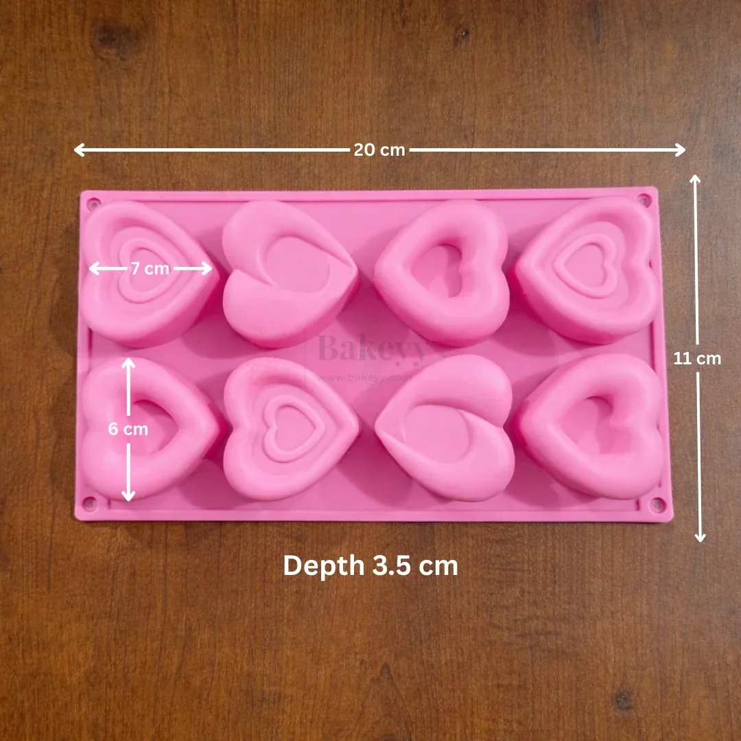 8 Cavity Heart Shape Silicone Chocolate Mold | Mini Dessert & Chocolate Mold | Pack of 1 - Image 2