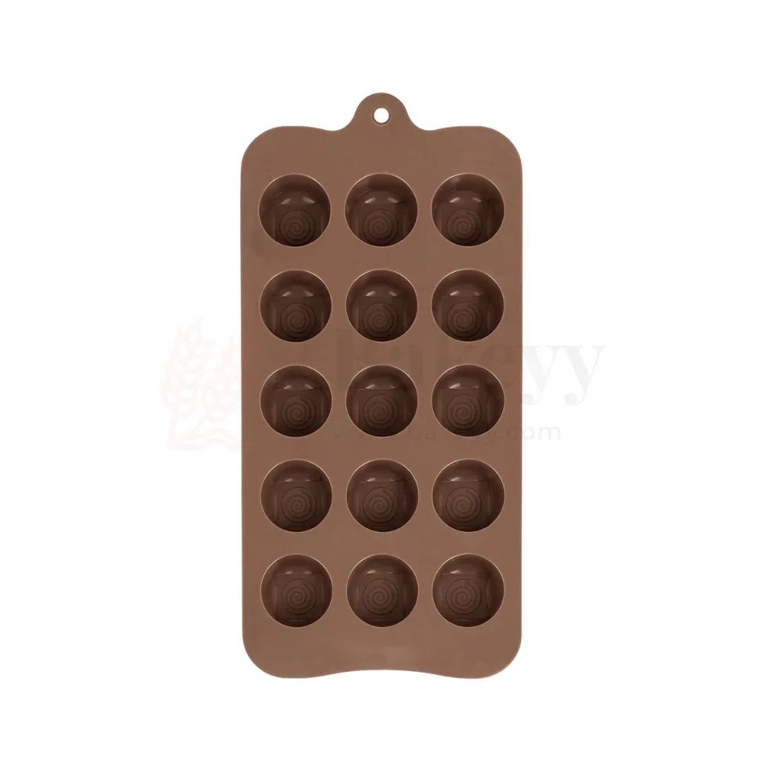 15-Cavity | Round Shaped Swirl Design Silicone Chocolate Mould | Non-Stick Baking & Candy Making Tray | 1 Piece - Image 5