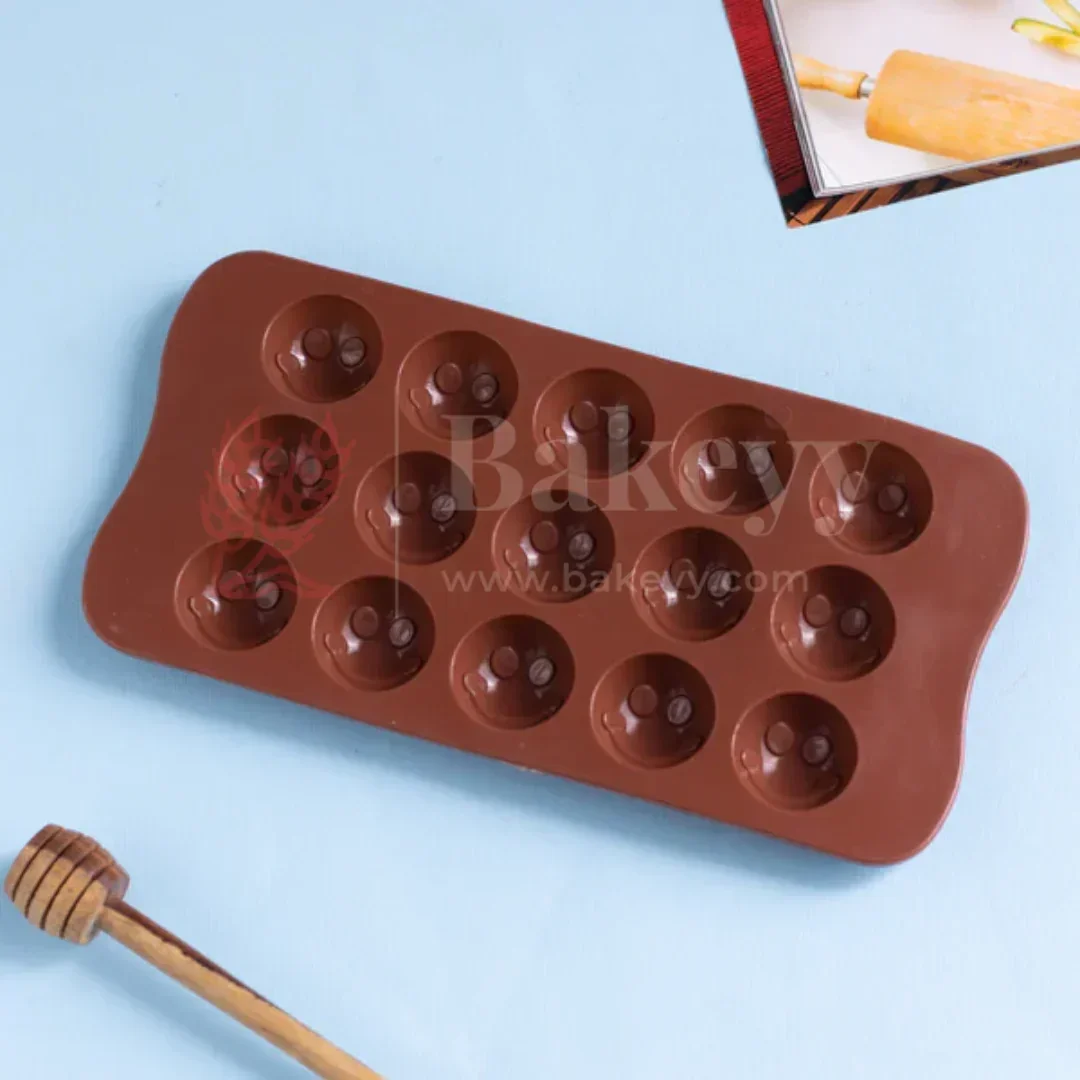 15-Cavity | Smiley Face Shaped Silicone Chocolate Mould | Non-Stick Baking & Candy Making Tray | 1 Piece - Image 3