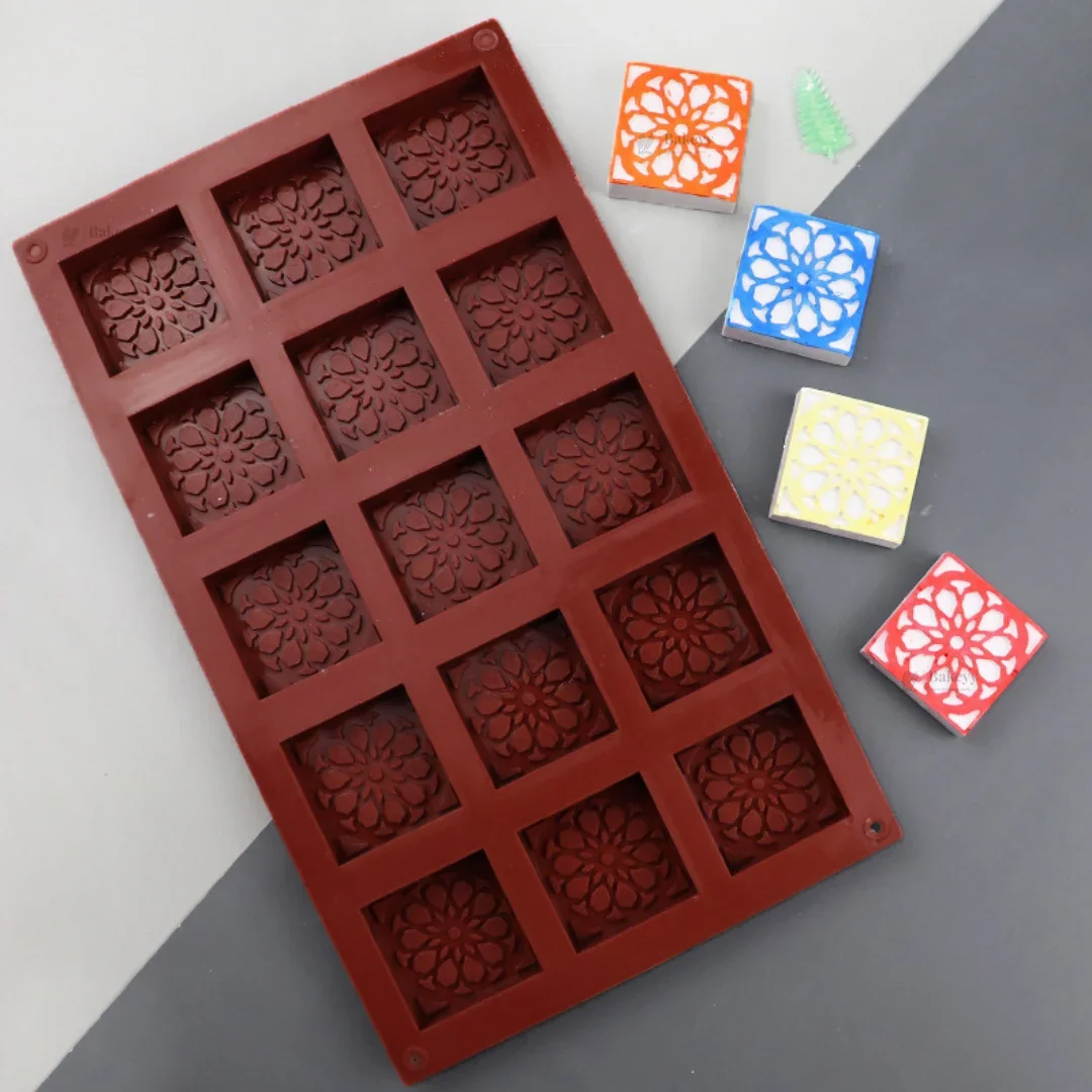 15 Cavity Square Floral Silicone Mould | Mini Dessert & Chocolate Mold | Pack of 1 - Image 6