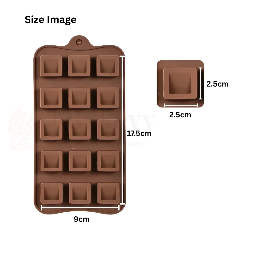 15-Cavity | Square Silicone Chocolate Mould | Non-Stick Baking & Candy Making Tray | 1 Piece - Image 2