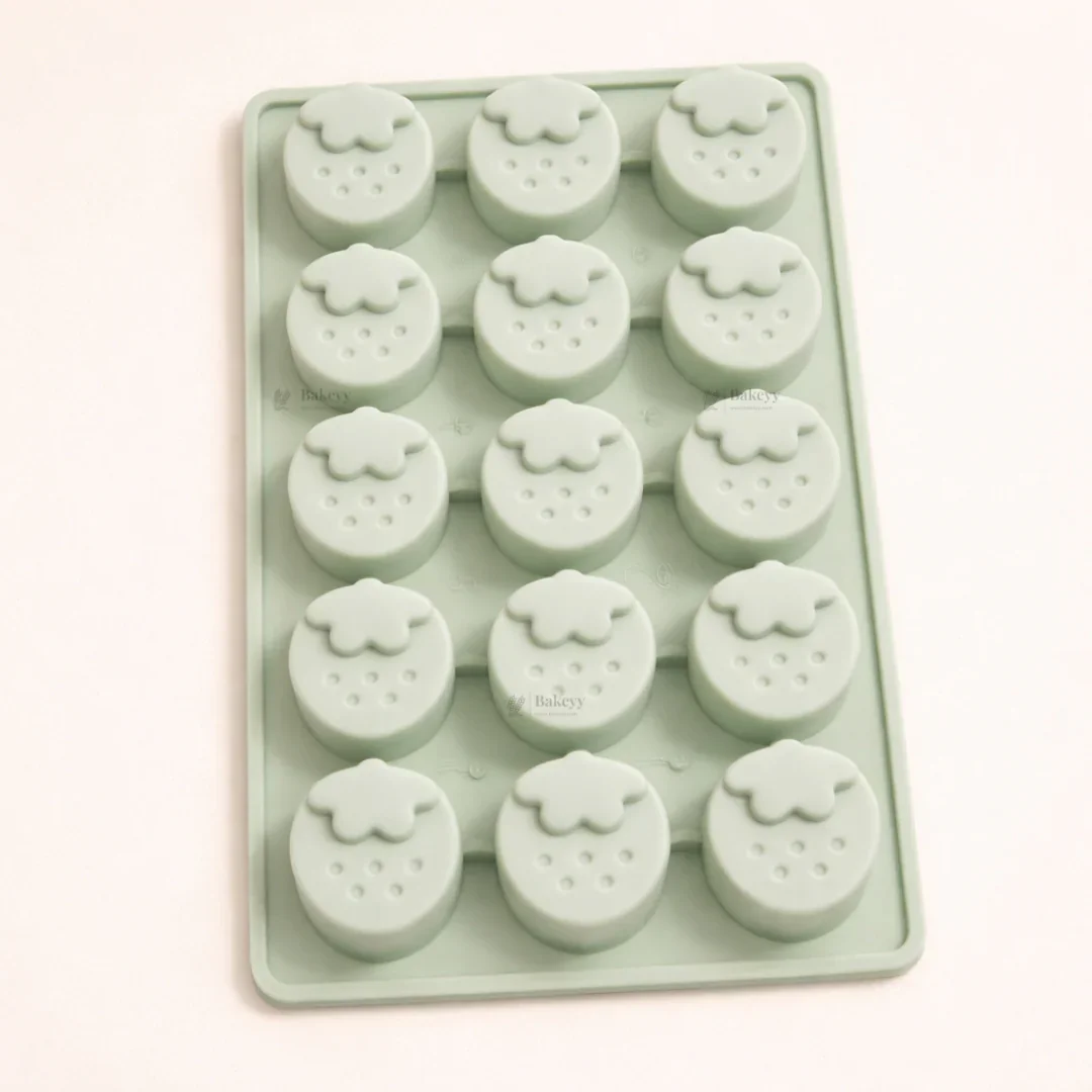 15 Cavity | Strawberry Button Design Silicone Chocolate Mould | Pack of 1