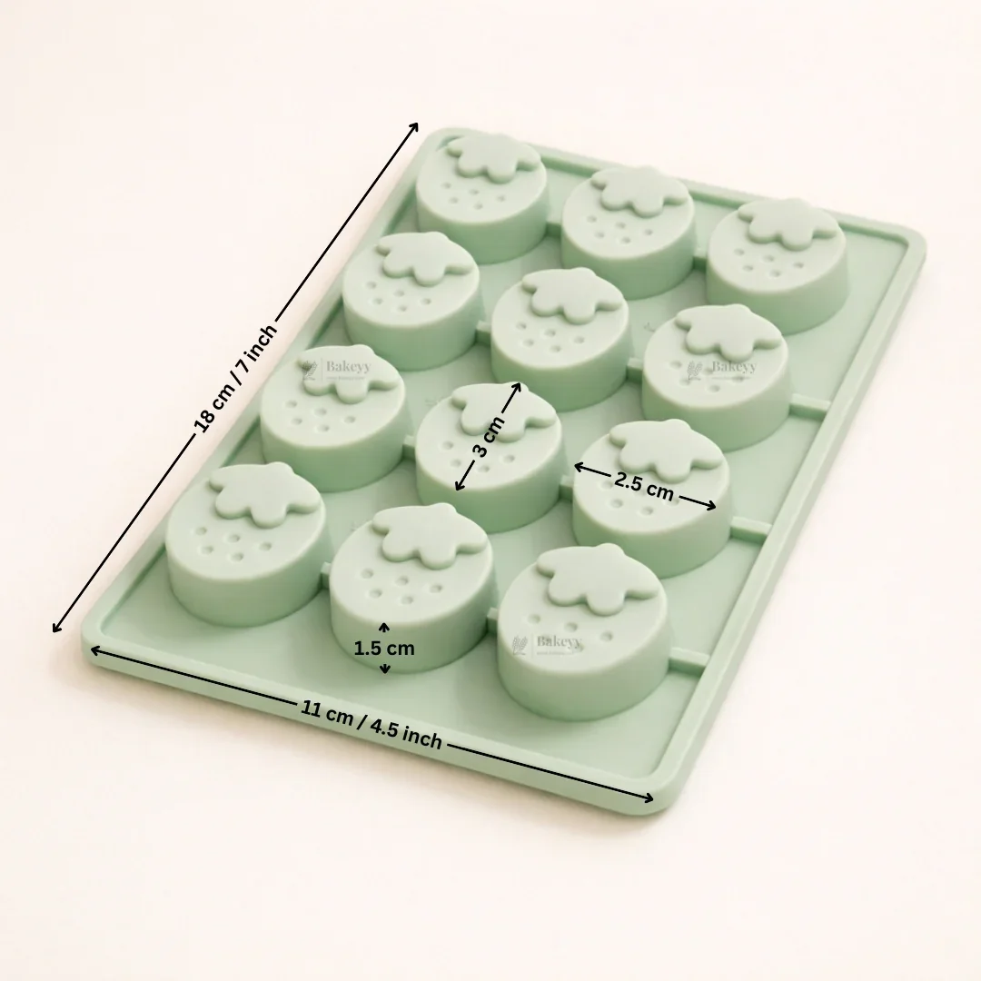 15 Cavity | Strawberry Button Design Silicone Chocolate Mould | Pack of 1 - Image 2