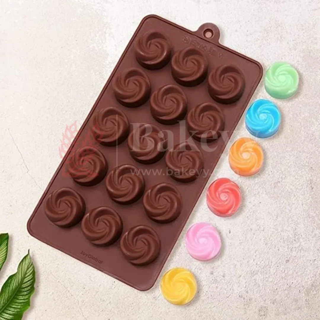 15-Cavity | Swirl Rose Shape Silicone Chocolate Mold | Non-Stick Baking & Candy Making Tray | 1 Piece - Image 3