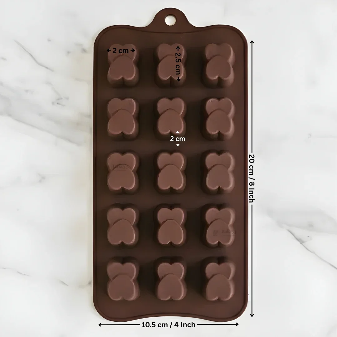 15 Cavity | Upside Down Double Heart Design Silicone Chocolate Mould | Pack of 1 - Image 2