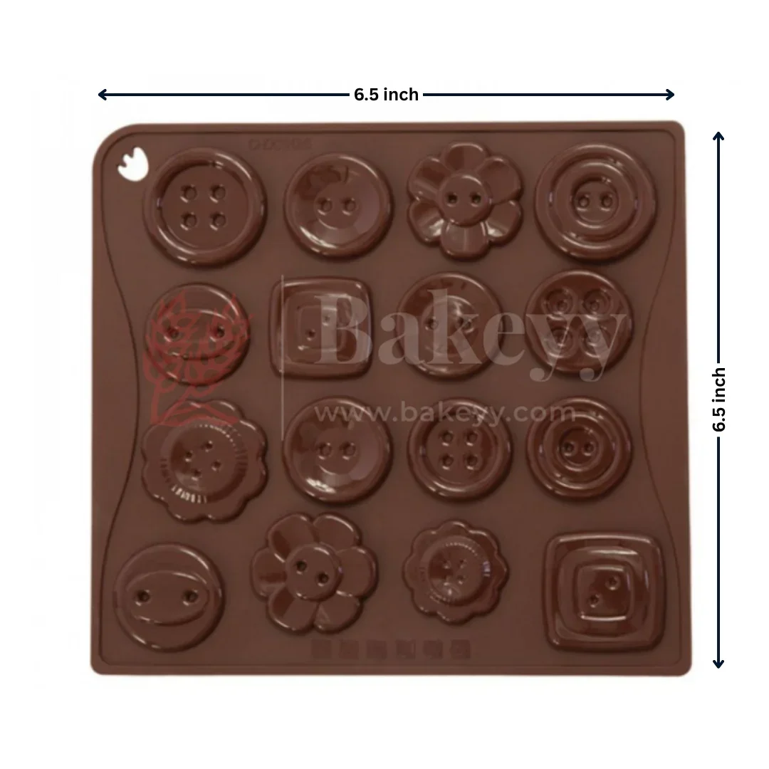 16-Cavity | Button and Flower Silicone Chocolate Mould | Non-Stick Baking & Candy Making Tray | 1 Piece - Image 2