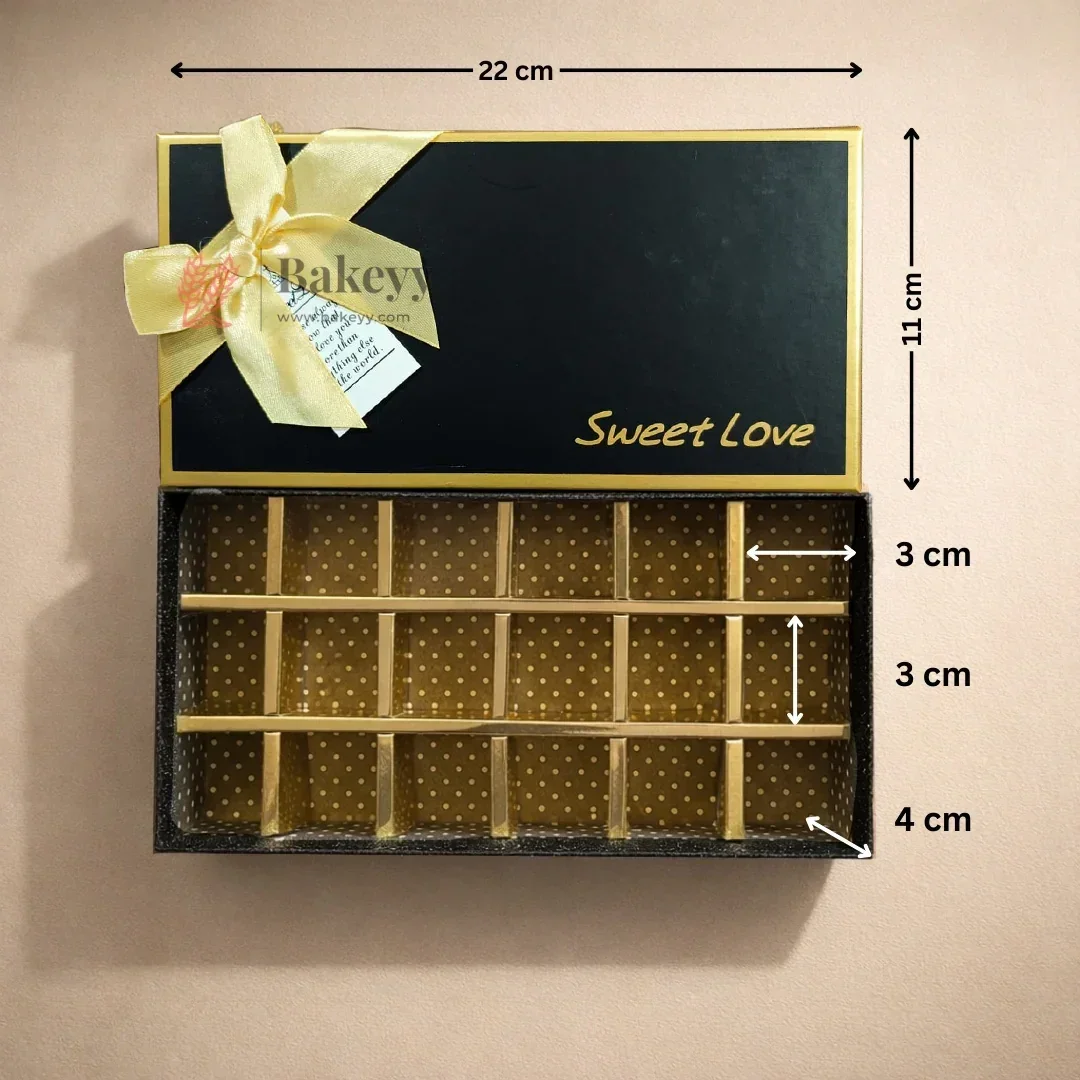18 Cavity Hard Chocolate Box | Sweet Love Rigid Chocolate Gift Box with Ribbon | Premium Mithai & Chocolate Packing Box | Pack of 1 - Image 3