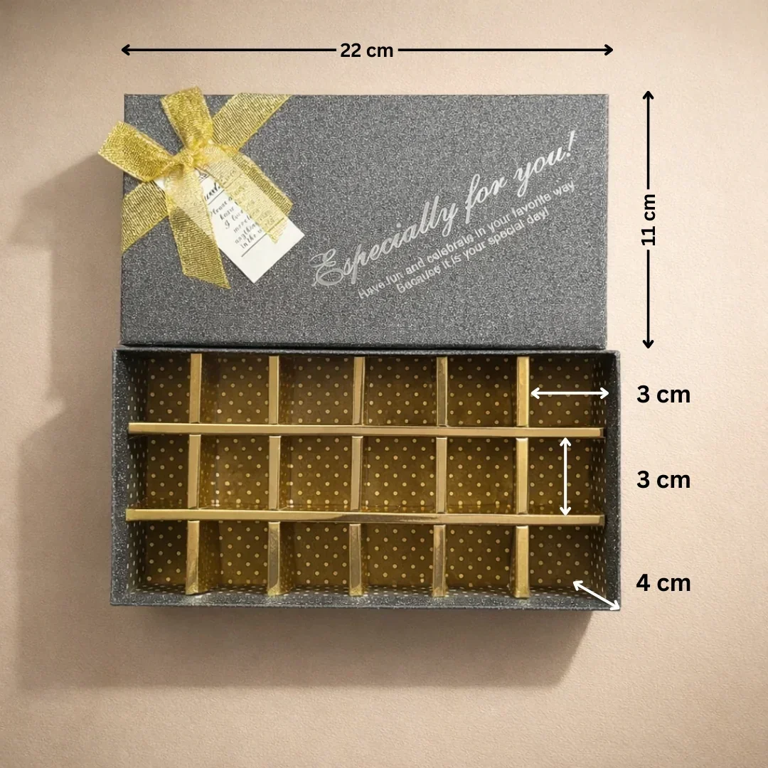 18 Cavity | Rigid Chocolate Box with Golden Partition | Premium Gift Box | Pack of 1 - Image 2