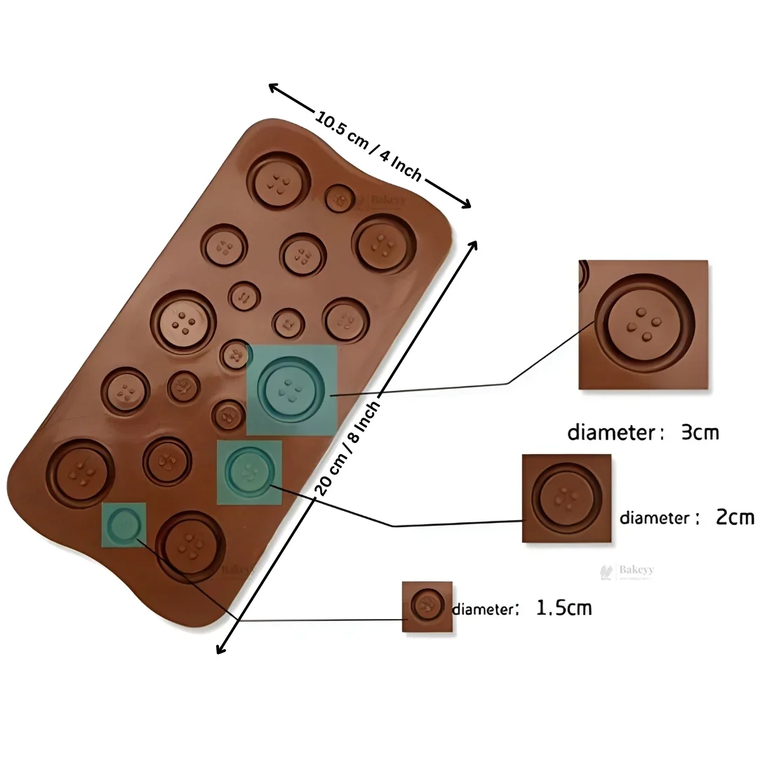 19 cavity | Button Design Silicone Chocolate Mould | Pack of 1 - Image 2