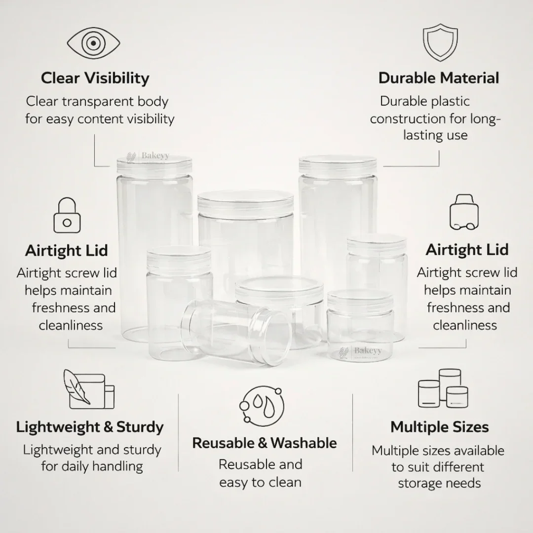 200ml Clear Plastic Storage Jars with 73 mm Screw Lid | PET Jar With Transparent Lid | Multiple Sizes Available | Pack of 12 - Image 5