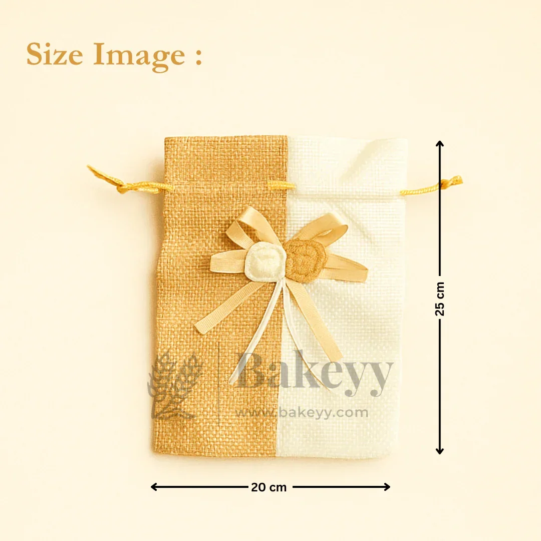 Dual Color Jute Potli Bag with Floral Accent | Traditional Potli Bag | Pack of 10 - Image 10