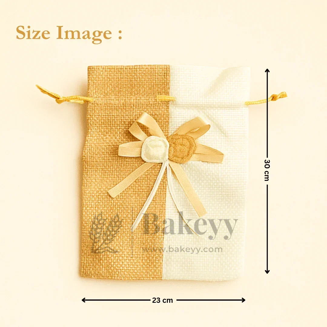 Dual Color Jute Potli Bag with Floral Accent | Traditional Potli Bag | Pack of 10 - Image 11