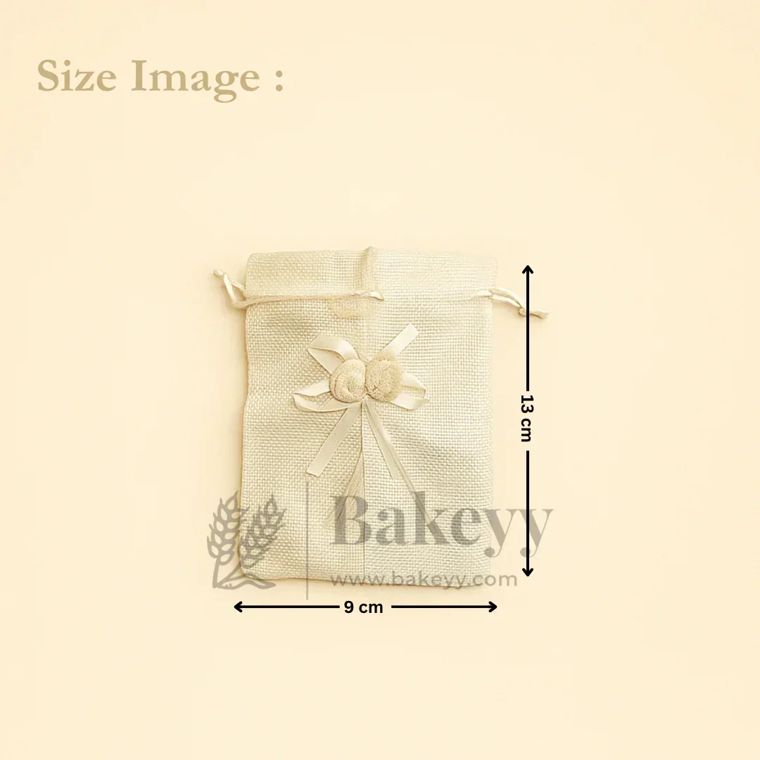 Dual Color Jute Potli Bag with Floral Accent | Traditional Potli Bag | Pack of 10 - Image 12