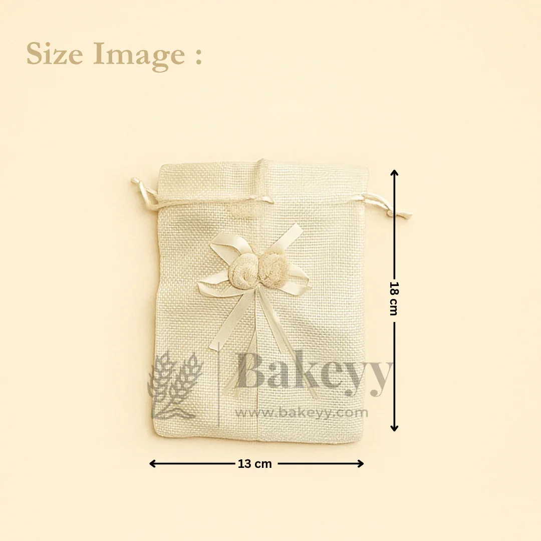 Dual Color Jute Potli Bag with Floral Accent | Traditional Potli Bag | Pack of 10 - Image 13