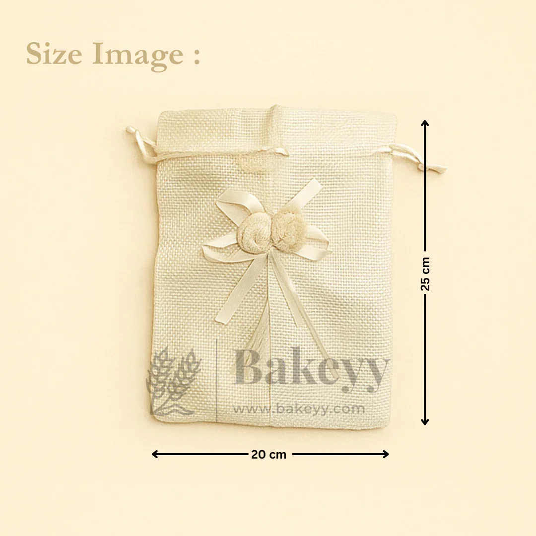 Dual Color Jute Potli Bag with Floral Accent | Traditional Potli Bag | Pack of 10 - Image 15