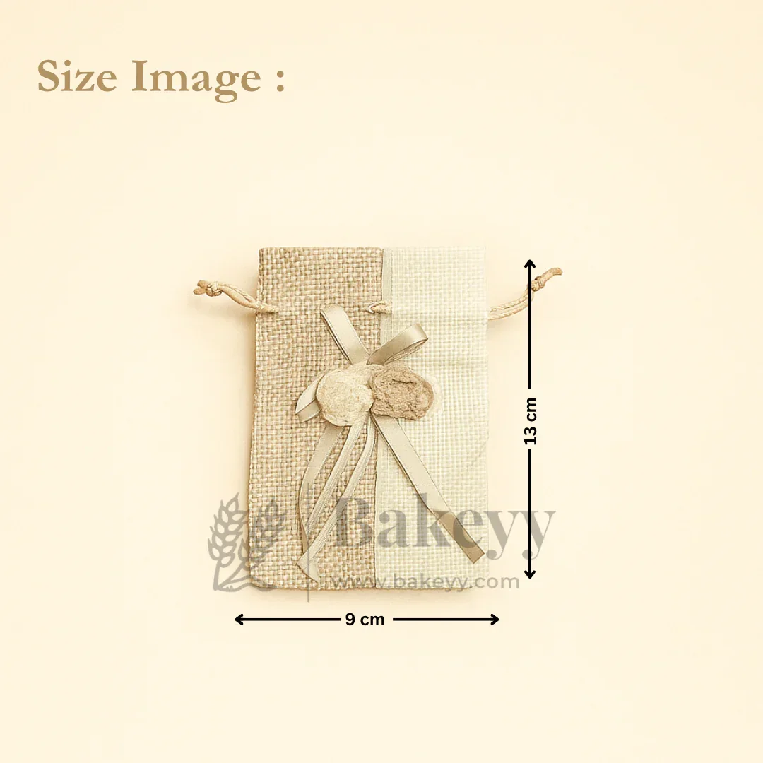 Dual Color Jute Potli Bag with Floral Accent | Traditional Potli Bag | Pack of 10 - Image 22