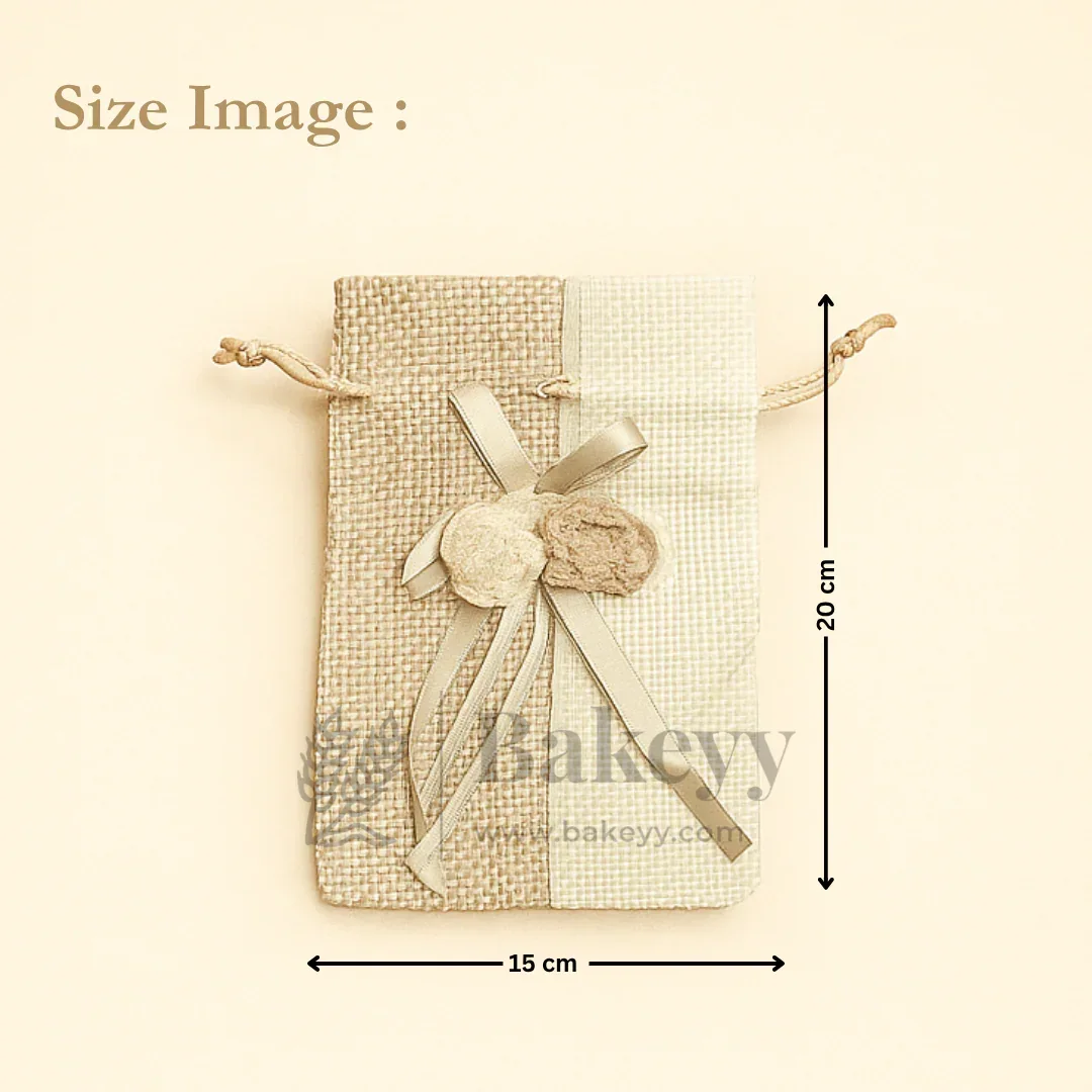 Dual Color Jute Potli Bag with Floral Accent | Traditional Potli Bag | Pack of 10 - Image 24
