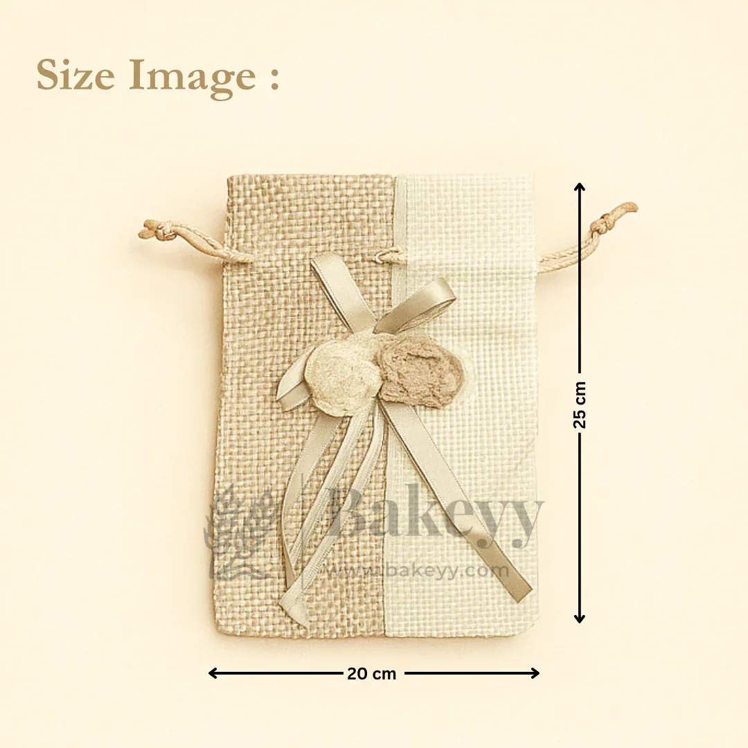 Dual Color Jute Potli Bag with Floral Accent | Traditional Potli Bag | Pack of 10 - Image 25