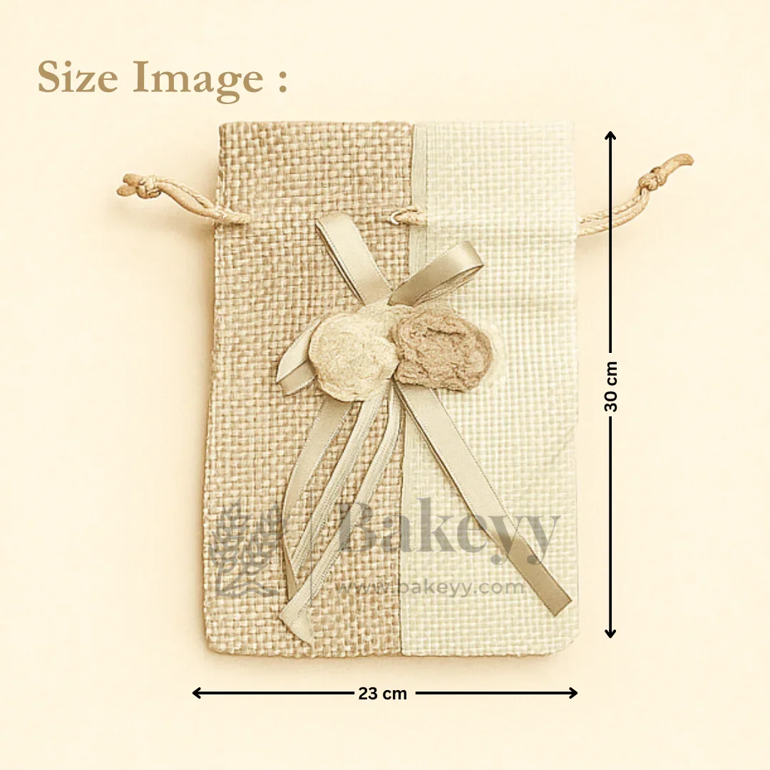 Dual Color Jute Potli Bag with Floral Accent | Traditional Potli Bag | Pack of 10 - Image 26