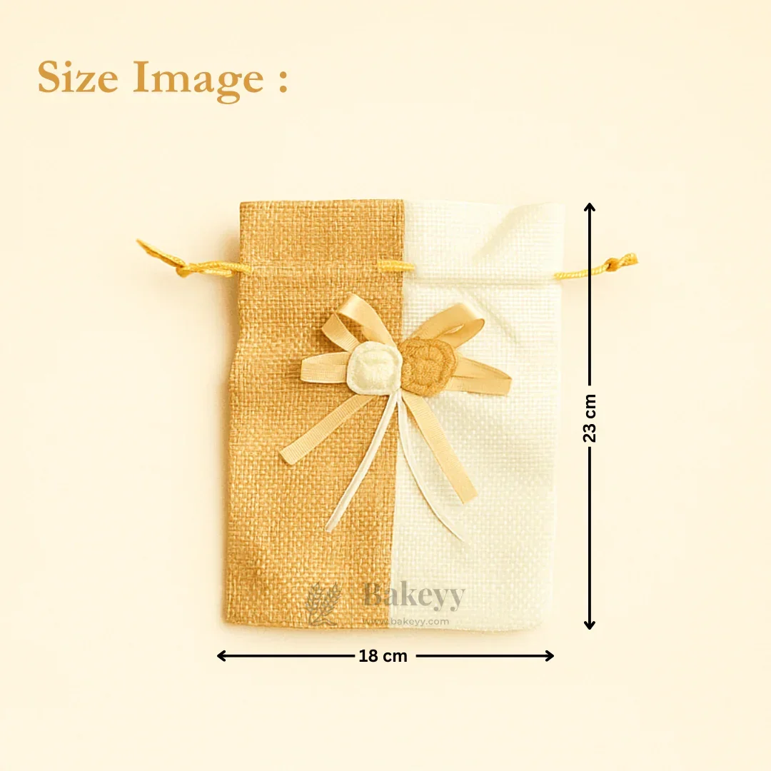 Dual Color Jute Potli Bag with Floral Accent | Traditional Potli Bag | Pack of 10 - Image 27