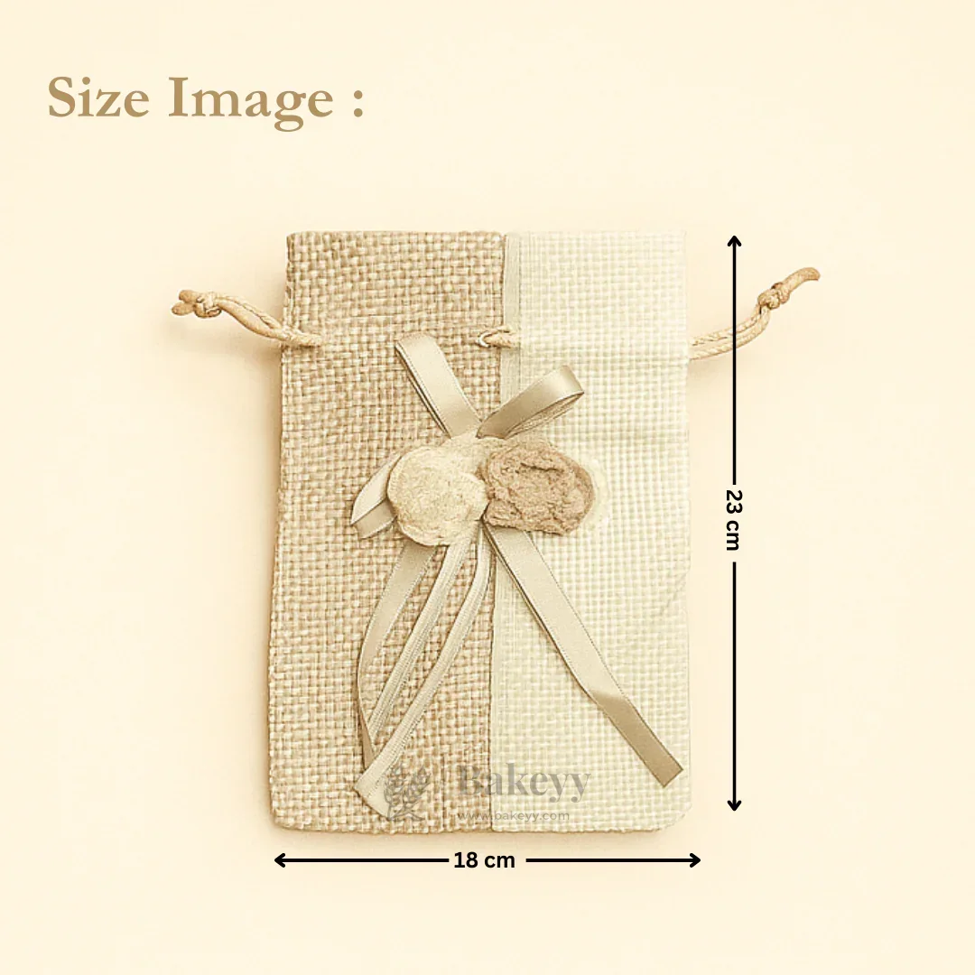 Dual Color Jute Potli Bag with Floral Accent | Traditional Potli Bag | Pack of 10 - Image 28