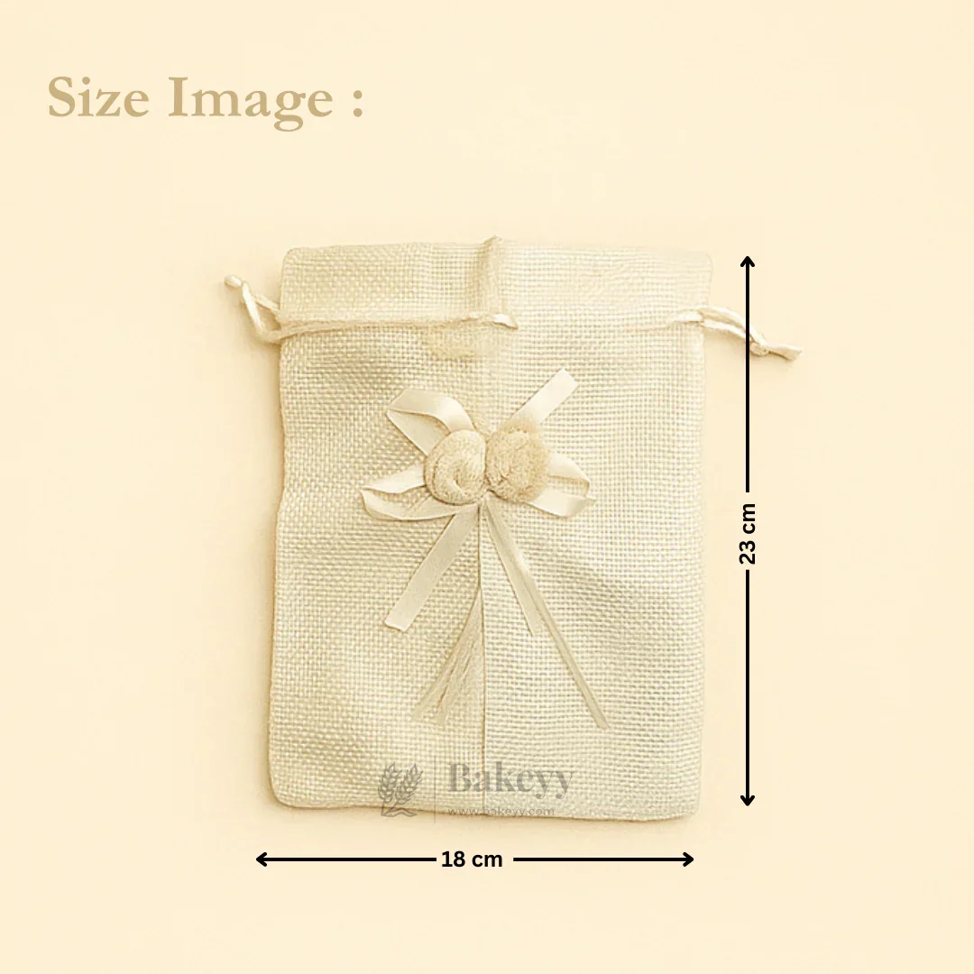 Dual Color Jute Potli Bag with Floral Accent | Traditional Potli Bag | Pack of 10 - Image 30