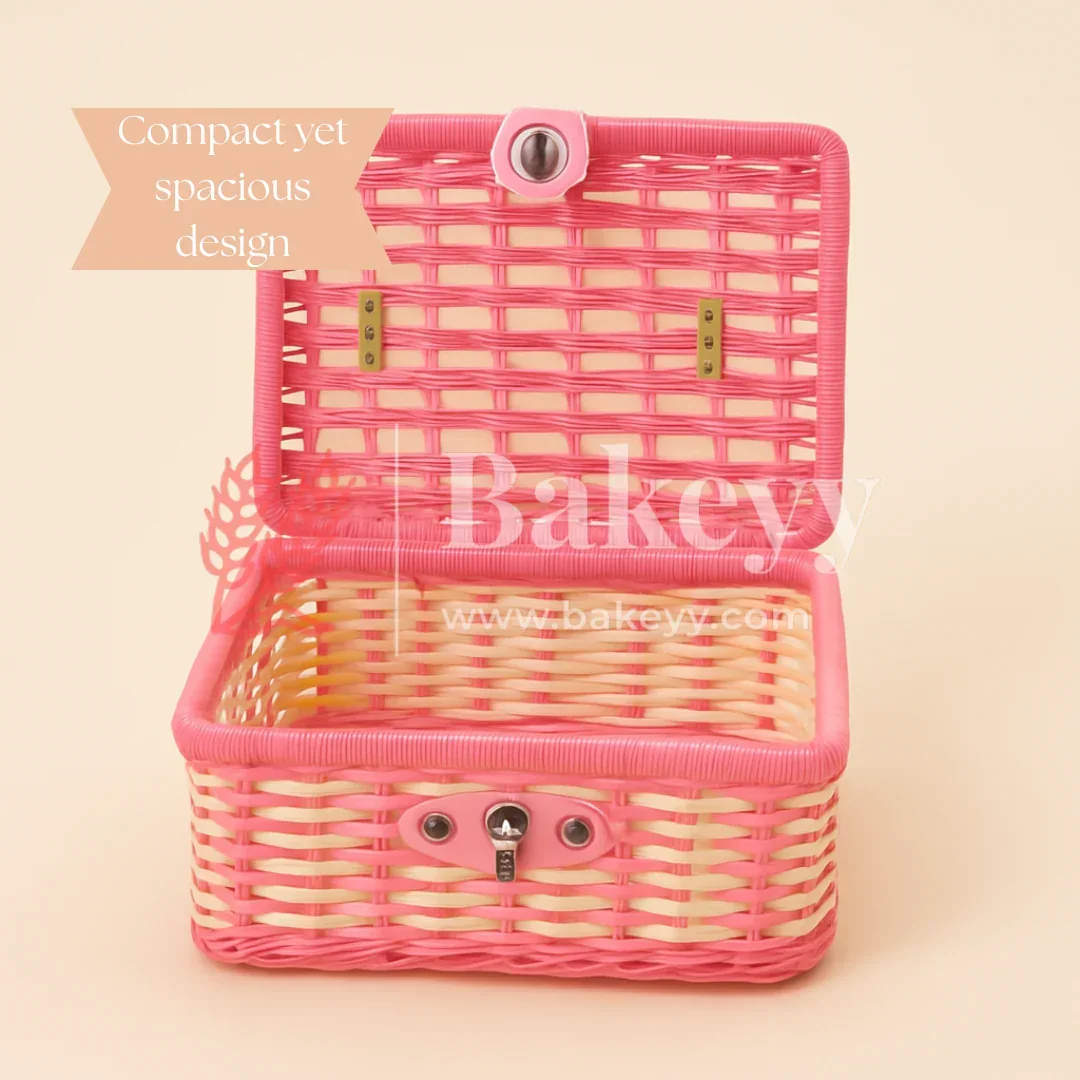 21x18x15 cm | Handmade Pink Storage Basket | 1 Piece - Image 4