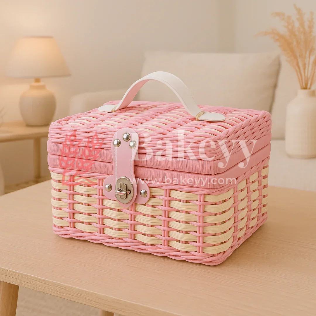 21x18x15 cm | Handmade Pink Storage Basket | 1 Piece - Image 6