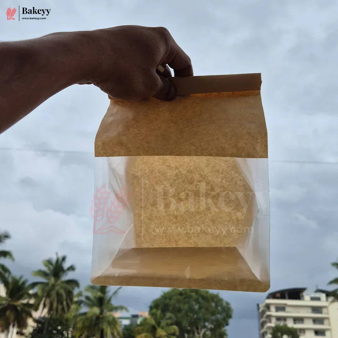 Kraft Bread Bags with Transparent Window – Food-Grade & Stylish | Kraft Paper Pouches for Fresh Bakes | Baked Foods Packaging Storage | Pack Of 50 - Image 10