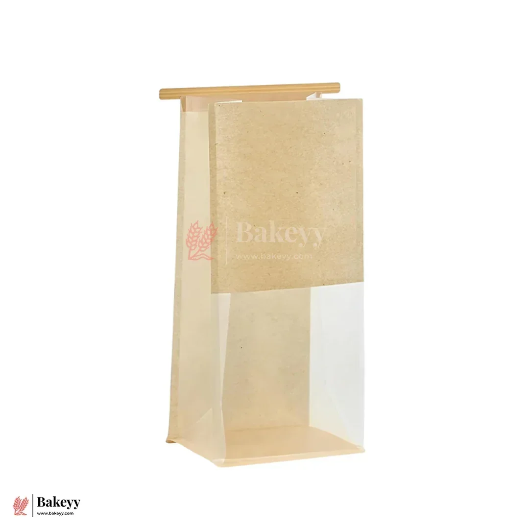 Kraft Bread Bags with Transparent Window – Food-Grade & Stylish | Kraft Paper Pouches for Fresh Bakes | Baked Foods Packaging Storage | Pack Of 50 - Image 4