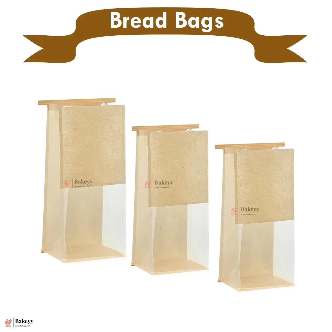 Kraft Bread Bags with Transparent Window – Food-Grade & Stylish | Kraft Paper Pouches for Fresh Bakes | Baked Foods Packaging Storage | Pack Of 50 - Image 5