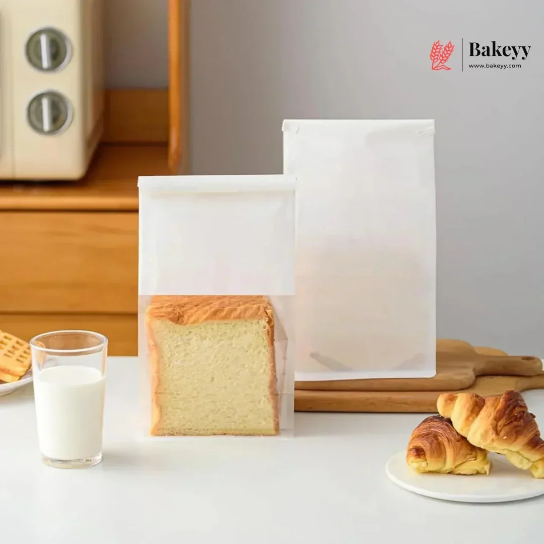 White Kraft Paper Bread Bags with Clear Window | Bakery Bags Tin Tie Tab Lock Treat Bag| Pack of 50 - Image 8