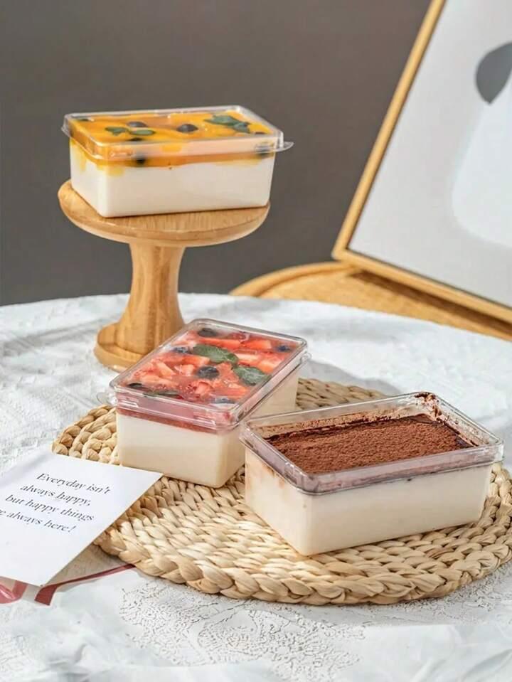 250 ml | Rectangle PET Plastic Dessert Container | Tiramisu Box | Pack of 50 - Image 4