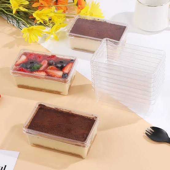 250 ml | Rectangle PET Plastic Dessert Container | Tiramisu Box | Pack of 50 - Image 8