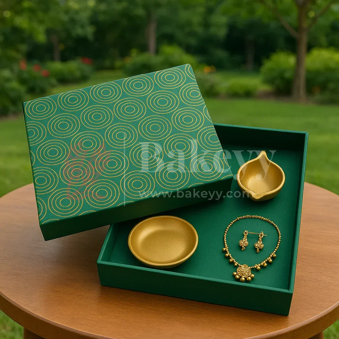 10x10x4 Inch | Rigid Square Shaped Gift Box | Hamper Box | Dark Green | 1 Piece - Image 4