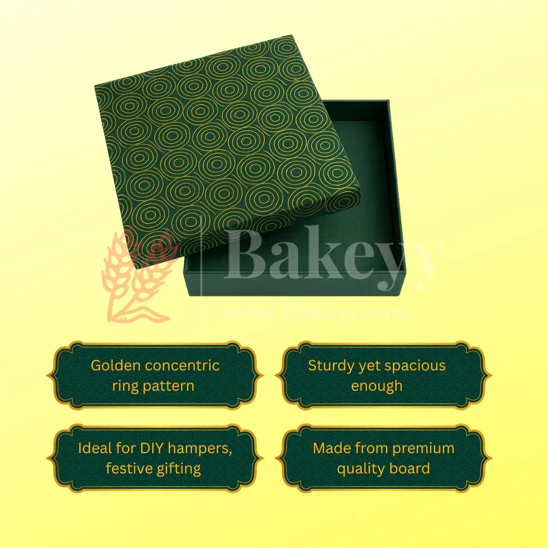 10x10x4 Inch | Rigid Square Shaped Gift Box | Hamper Box | Dark Green | 1 Piece - Image 6