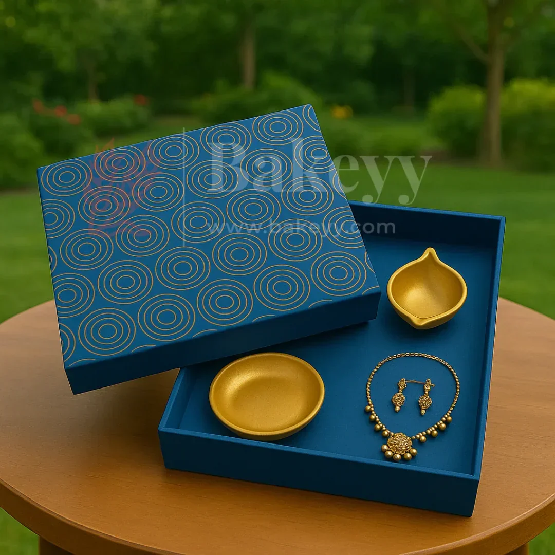 10x10x4 Inch | Rigid Square Shaped Gift Box | Hamper Box | Royal blue | 1 Piece - Image 5